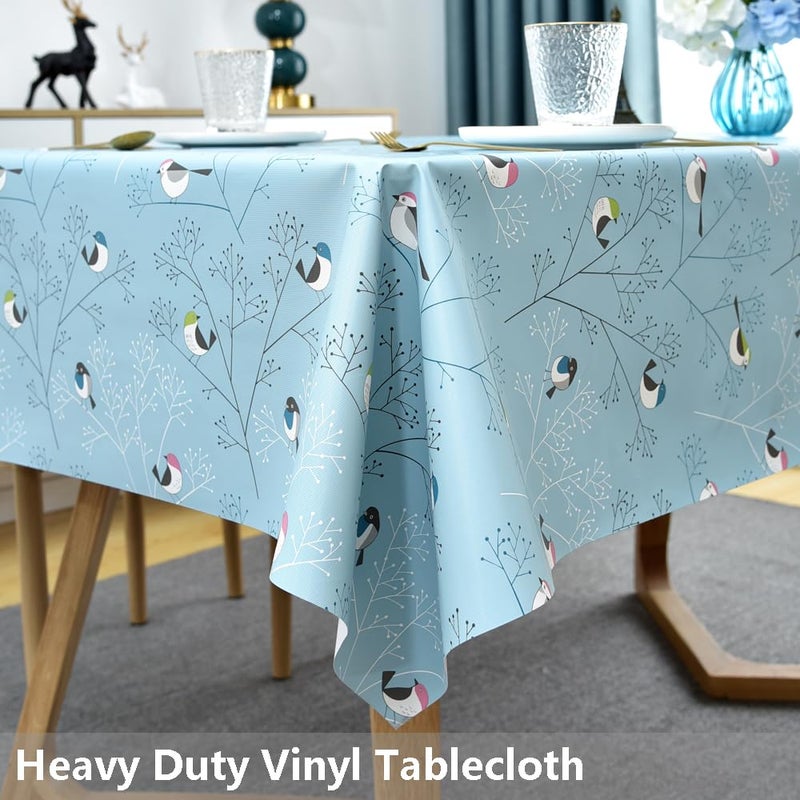 TruDelve Heavy Duty Vinyl Tablecloth Rectangle Plastic Table Cloth Oilcloth Waterproof Outdoor Tablecloths Picnic Table Covers (78'' x 54'', Birds-2) - Image 2